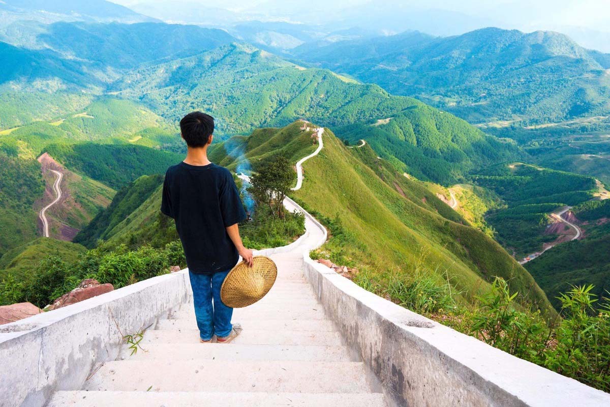 The Great Wall of Vietnam hugs a mountain range